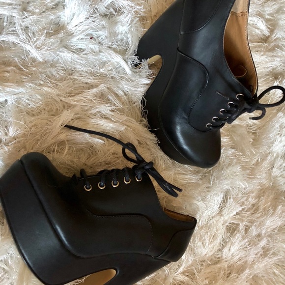 Shellys London Shoes - Shellys London black platform wedge lace up 6 36